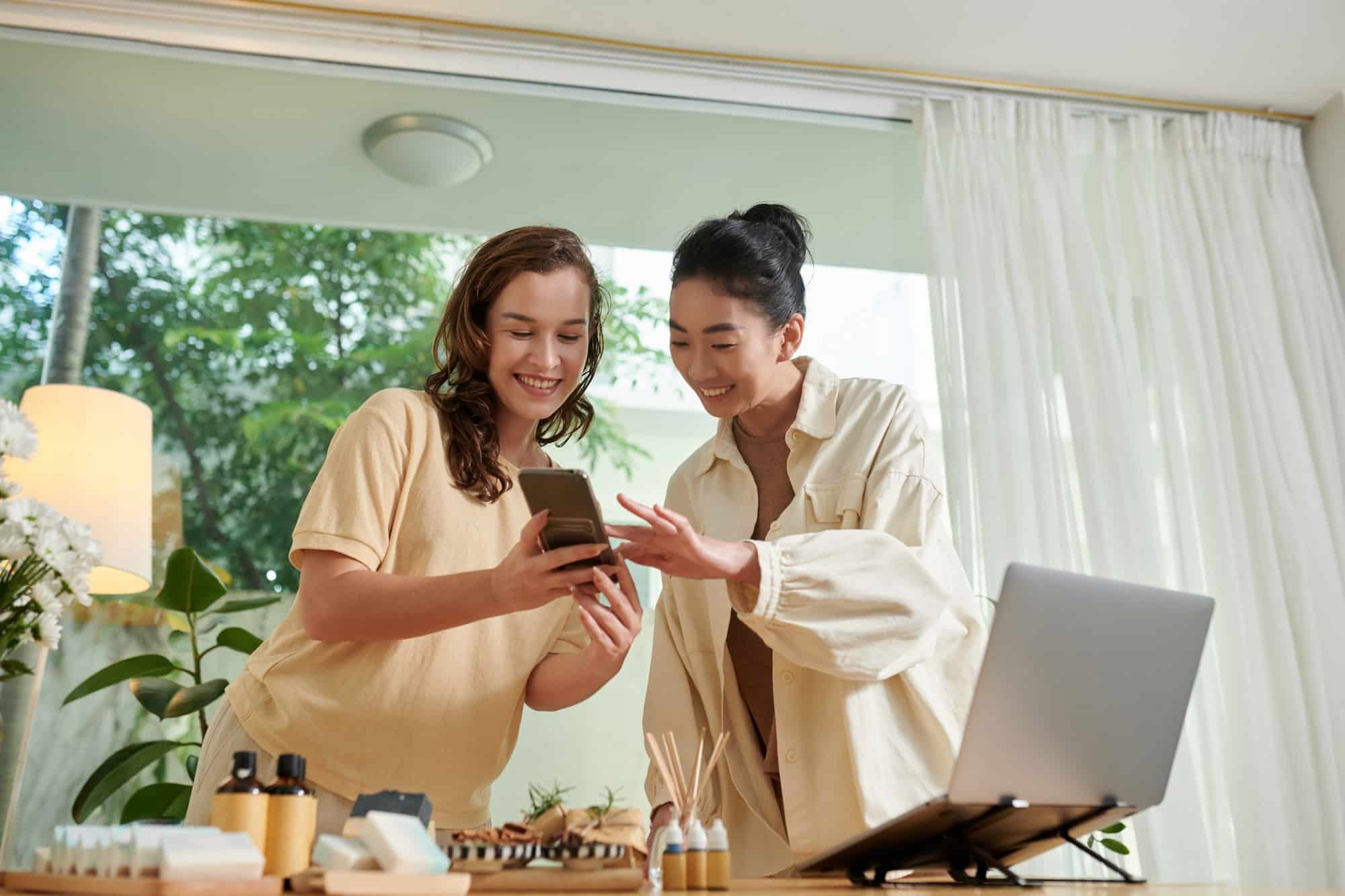 Woman Reading Feedback from Clients